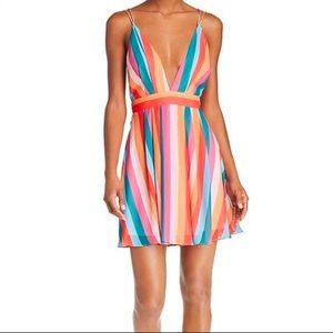 Aqua Rainbow Striped Mini Dress🌈